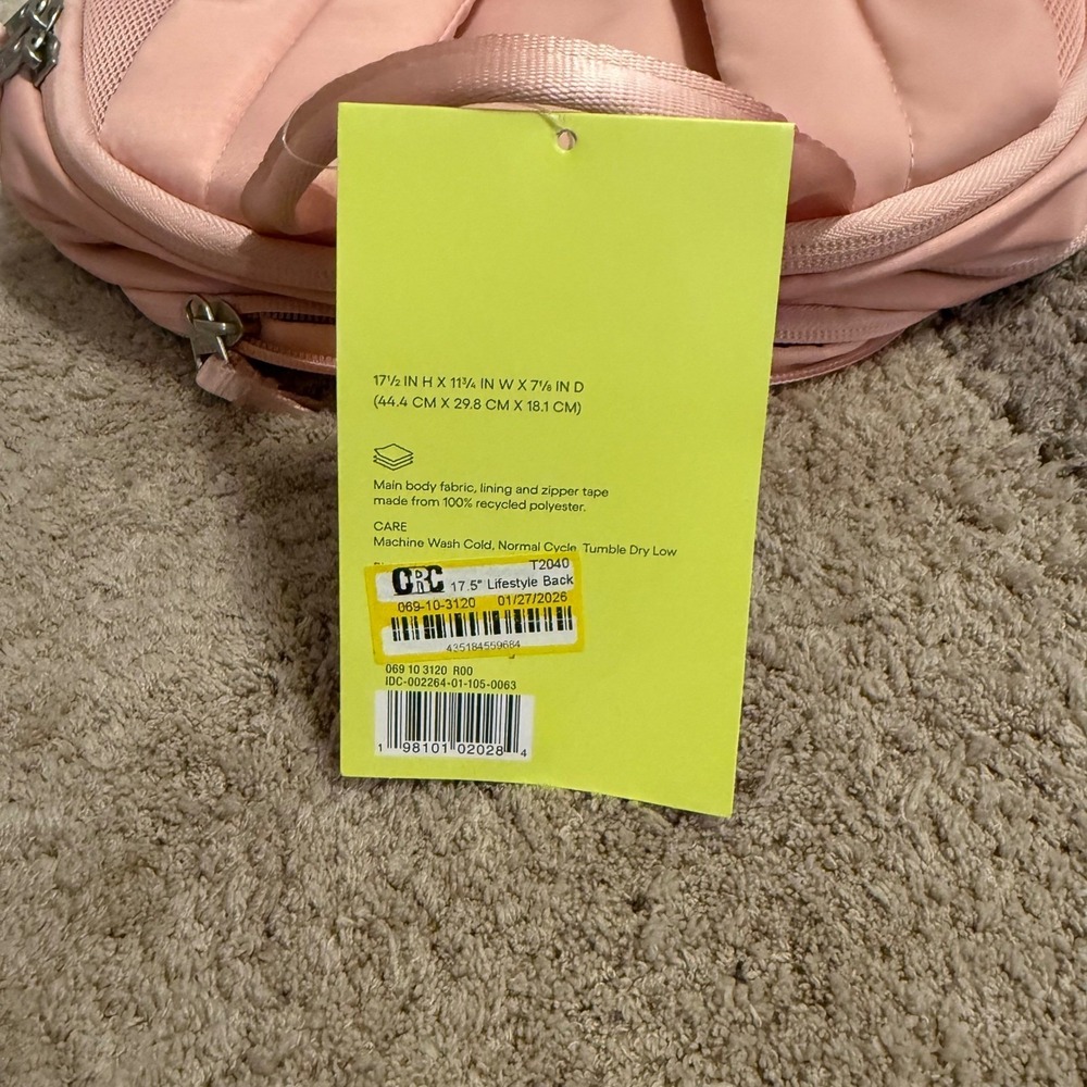 All in Motion Pink Water Repellent Backpack 15 Inch Laptop Sleeve NWT - Picture 4 of 7